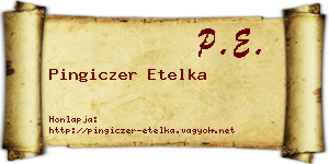 Pingiczer Etelka névjegykártya